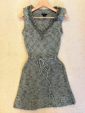 Sleeveless Knit BCBG Dress in Sage Green With Gorgeous Neck Detail Size M
